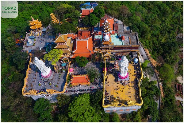 Hình ảnh chùa Châu Thới  nhìn từ trên xuống