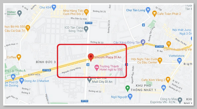 Hình ảnh cầu vượt Ngã Tư 550 trên Google Maps