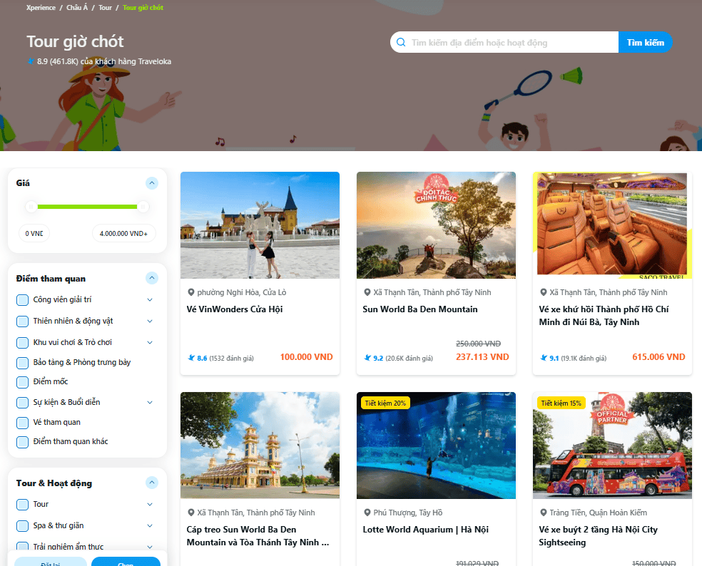 Tour du lịch giờ chót