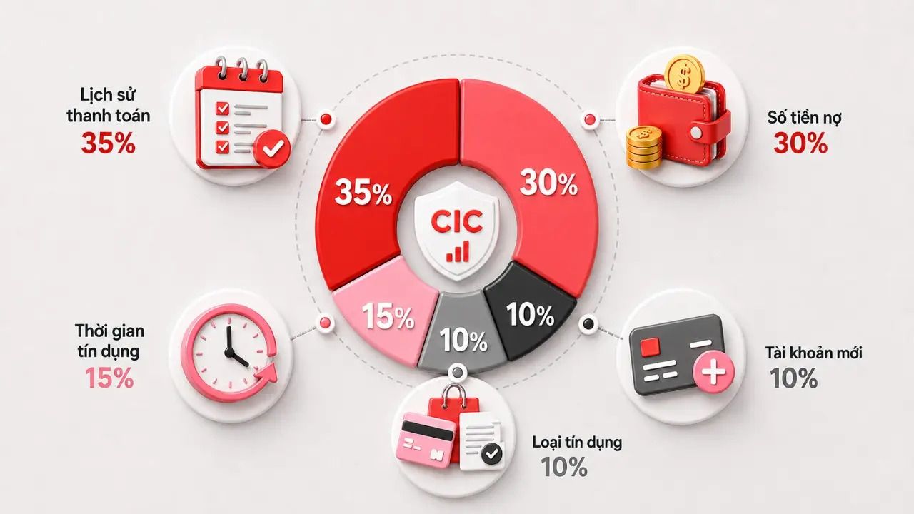 các yếu tố ảnh hưởng đến điểm tín dụng cic